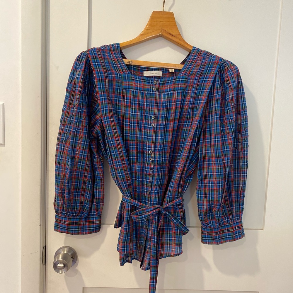 Blue Plaid Cotton DOEN Blouse